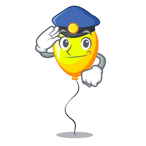 警察黄色气球卡通形状插图矢量图像