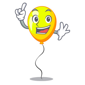 手指黄色气球隔离吉祥物矢量插图