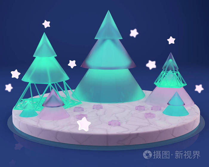 新年快乐，2019年3D插图