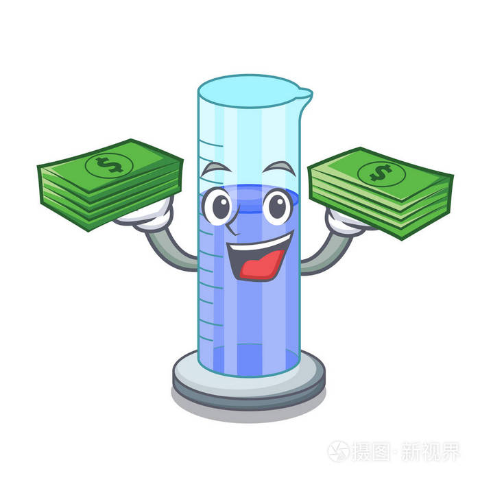 用钱毕业的形状圆柱与卡通矢量插图隔离