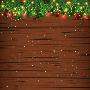  New Year design wooden background with Christmas lights garlan