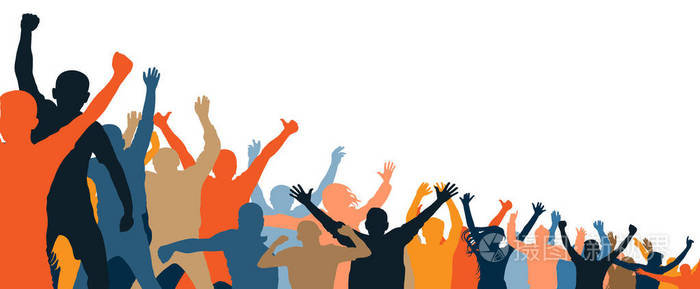 欢快的人们欢呼着剪影派对掌声不同的事件歌迷舞蹈音乐会迪斯科