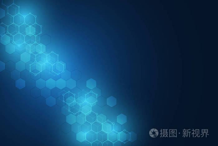 六边形图案的抽象背景.医学或科技现代设计的矢量图解
