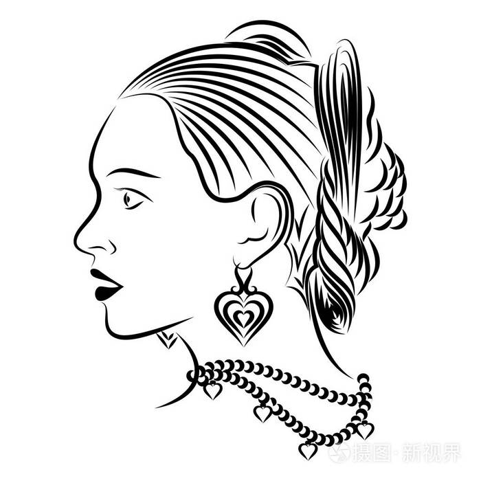 新的极简主义. 漂亮女士脸的矢量插图