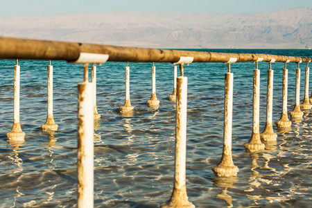 美丽的照片海岸的死海，以色列。