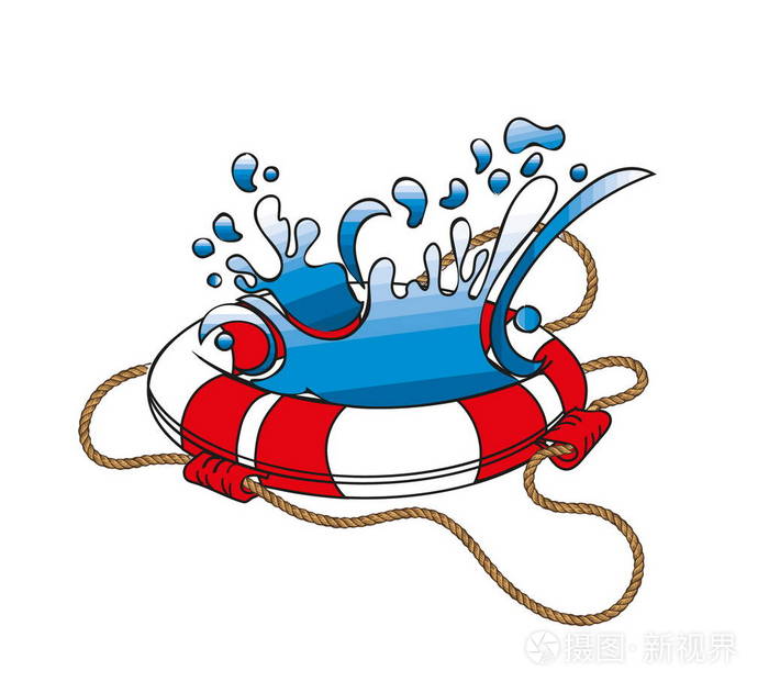 救生圈和水的矢量图