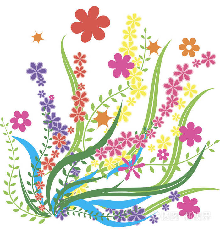 五颜六色的卡通矢量花