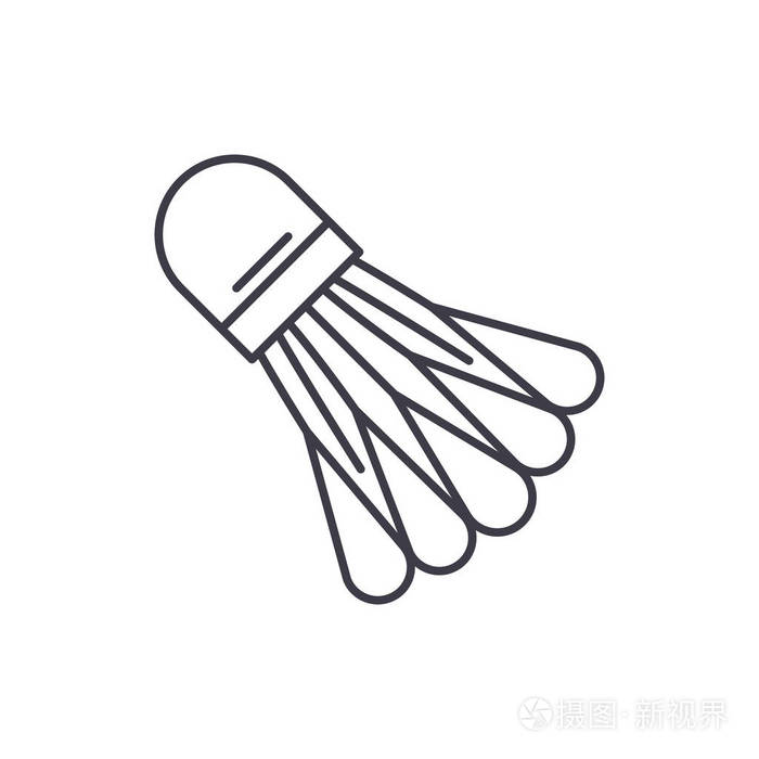 羽毛球羽毛球线图标的概念羽毛球羽毛球羽毛球矢量线性插图符号符号