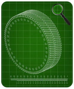 3d 模型的齿轮上的绿色