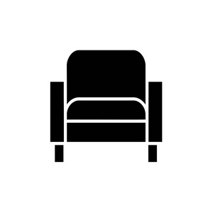  white vector illustration of comfortable armchair. Flat icon of