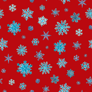 无缝雪花图案，红色背景水彩画背景，为新年圣诞设计。
