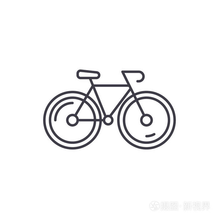 自行车线图标概念。自行车向量线性例证, 标志, 标志