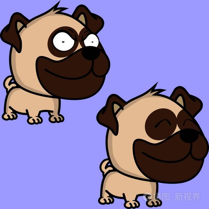 可爱的大头婴儿猪狗表情集合,矢量格式,非常容易编辑