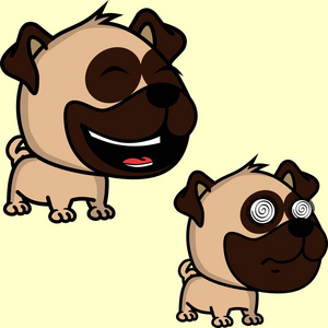 狗大头可爱的大头婴儿猪狗表情集合,矢量格式,非常容易编辑照片