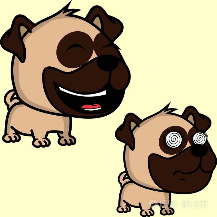 可爱的大头婴儿猪狗表情集合矢量格式非常容易编辑