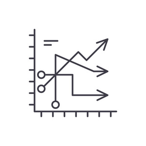 业务趋势线图标概念。业务趋势矢量线性插图符号符号