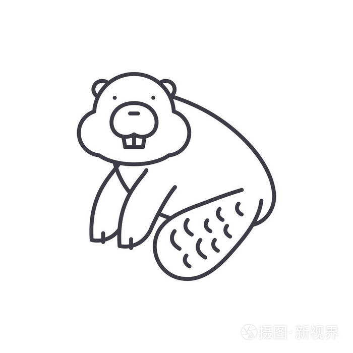 海狸向量线性例证, 标志, 标志插画-正版商用图片14r9cb-摄图新视界