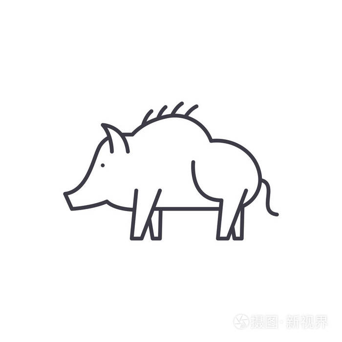 野猪线图标概念玻尔向量线性例证标志标志
