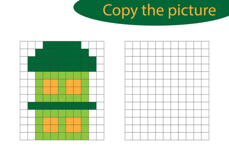 复制图片像素艺术屋卡通绘画技能训练教育纸游戏儿童学前活动可打印工作表矢量