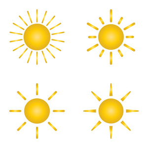 阳光明媚的天气图标太阳图标设置。 矢量图平面图