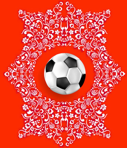 红色足球牌与足球图片