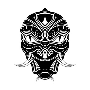 蛇的头. 画一个传统的日本龙面具. 恶魔武士. 日本恶魔.