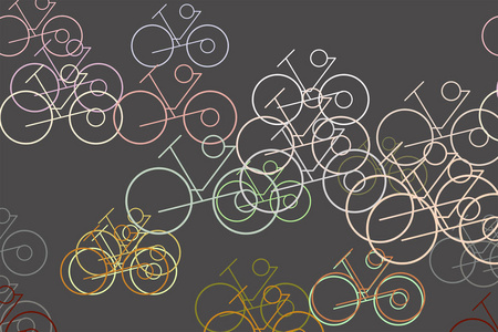 抽象概念手绘自行车轮廓。 适合网页平面设计目录纹理或背景。 卡通风格矢量。