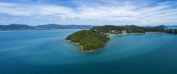 泰国普吉岛美丽岛全景无人机拍摄