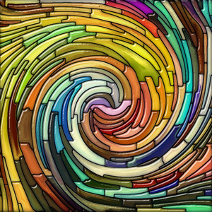 彩色顶点波教堂玻璃设计的灵性,创造力,想象力和艺术照片