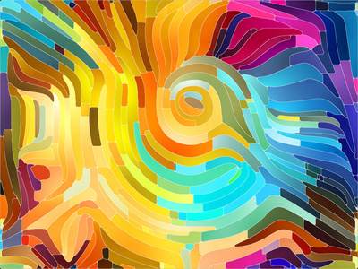 以自然形态几何为主题的彩色浮雕浮雕浮雕图案三维绘制的抽象设计