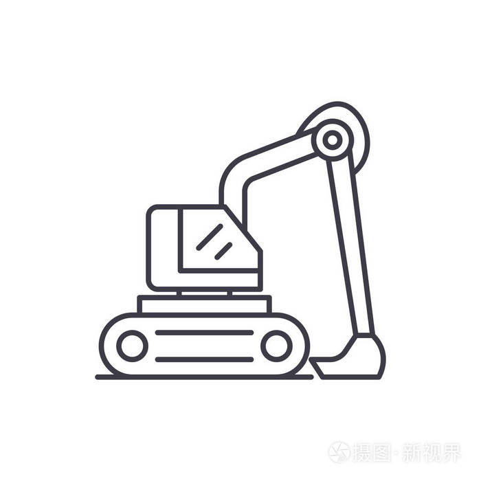 建筑挖掘机矢量线性插图, 符号, 符号插画-正版商用图片14rtf1-摄图新