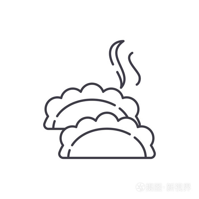 饺子线图标的概念饺子向量线性例证标志标志