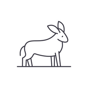驴线图标概念。驴向量线性例证, 标志, 标志