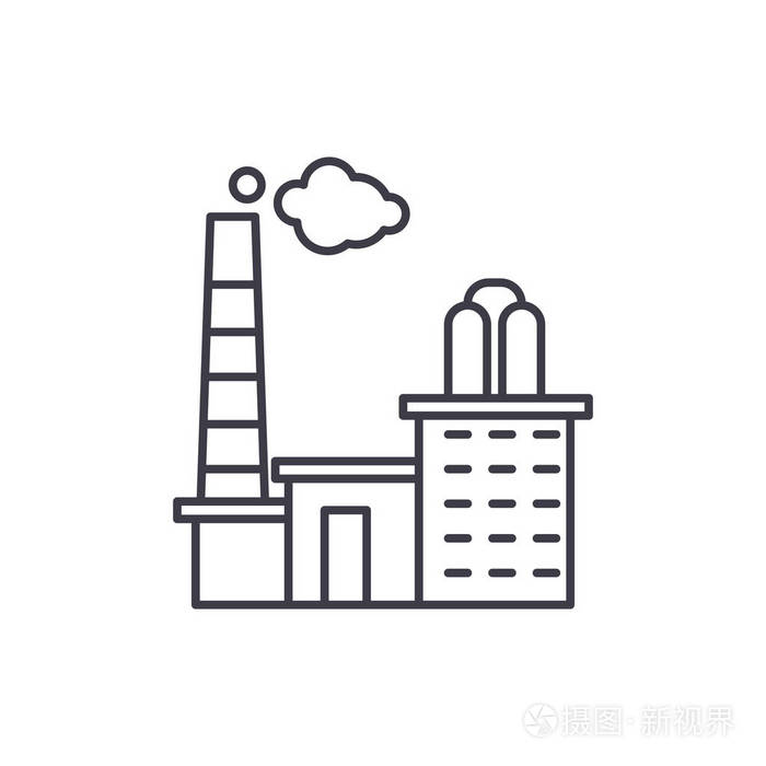 工厂线图标概念.工厂向量线性例证, 标志, 标志