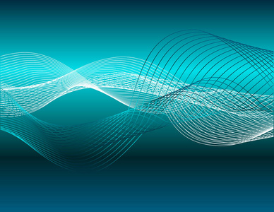 抽象的几何背景与未来的波浪线蓝色