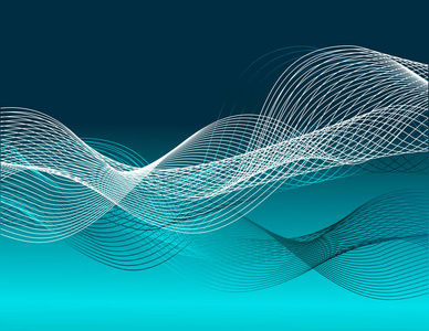抽象的几何背景与未来的波浪线蓝色