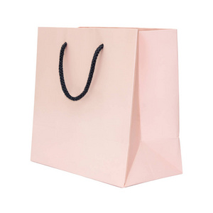 白色背景的粉红色纸袋