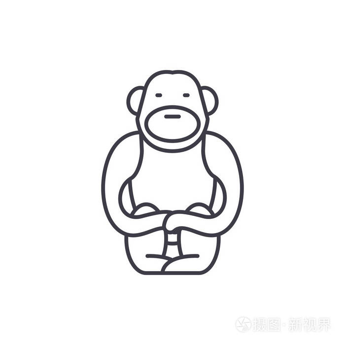 长臂猿向量线性例证, 标志, 标志插画-正版商用图片14s0bf-摄图新视界