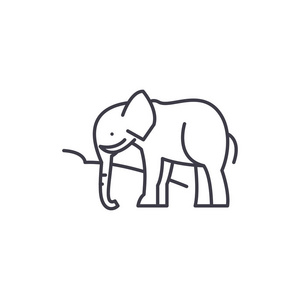 印度象线图标概念。印度大象向量线性例证, 标志, 标志