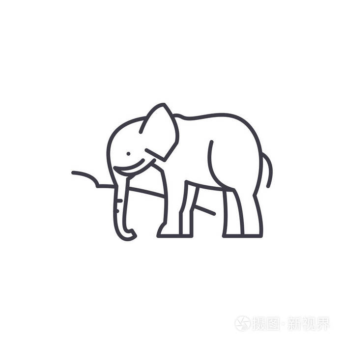 印度大象向量线性例证, 标志, 标志