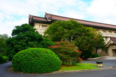 日本花园的建筑背景。 东京