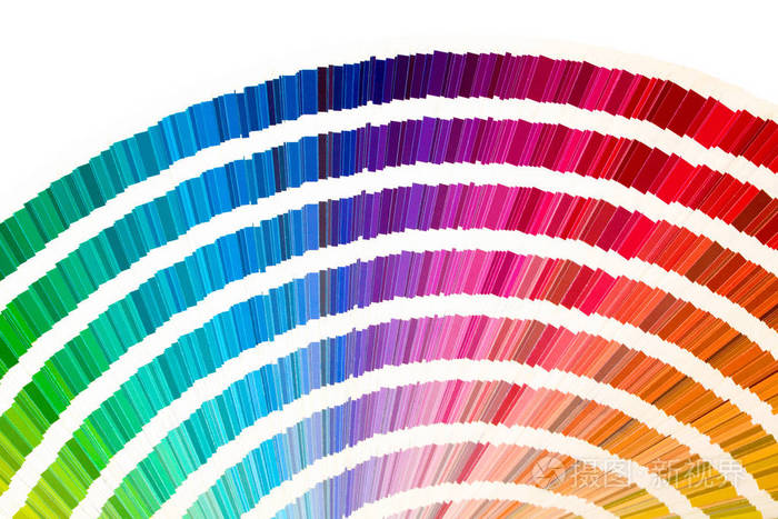 彩虹样品颜色目录中的许多颜色或光谱隔离在白色背景上彩色图表采样器