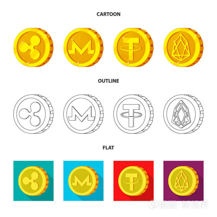 网络 cryptocurrency 和加密股票符号集