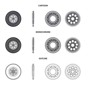 自动和部件符号的矢量说明。汽车和汽车股票矢量图的采集