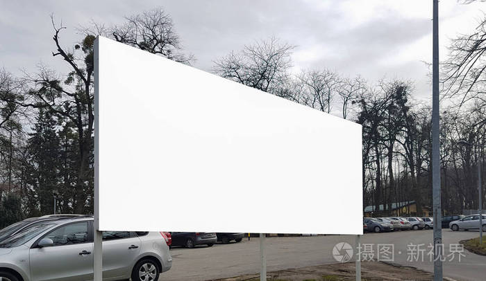 大型户外城市白色空白广告广告牌横幅标语模拟.隔离模板