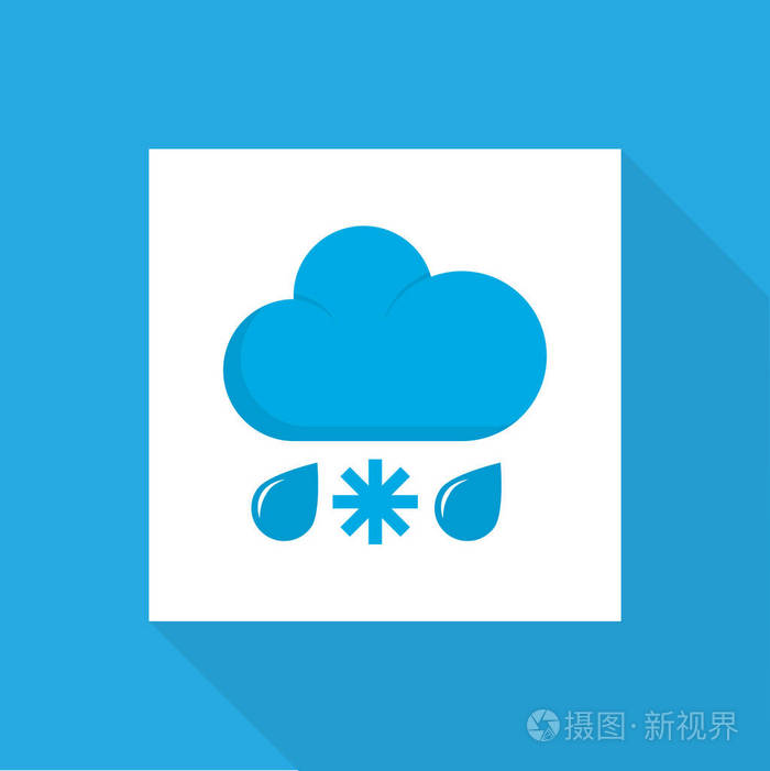 雨雪图标平面符号。时尚风格的优质隔离细雨元素