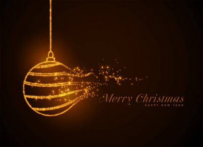 圣诞球由金色火花粒子背景制成图片