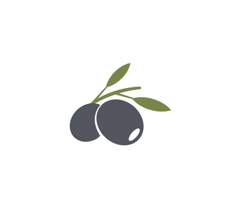 橄榄徽章。橄榄油标志元素。绿色橄榄枝叶子和水果。天然食品标志