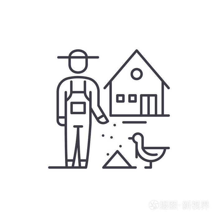 家禽养殖媒介线性例证, 标志, 标志插画-正版商用图片14sbaw-摄图新