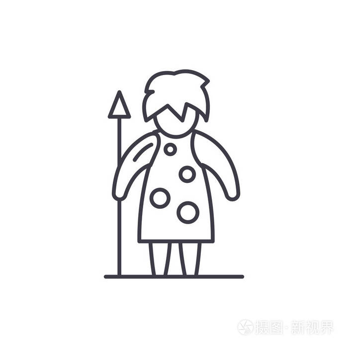 史前人类向量线性例证, 标志, 标志插画-正版商用图片14sbcd-摄图新